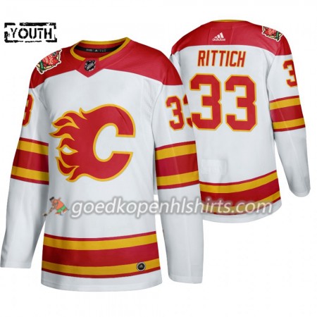 Calgary Flames David Rittich 33 Adidas 2019 Heritage Classic Wit Authentic Shirt - Kinderen